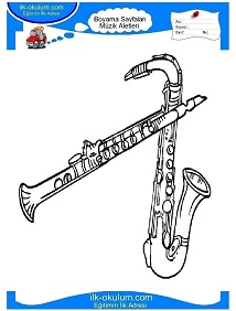 Çocuklar İçin Saksofon Boyama Sayfaları 